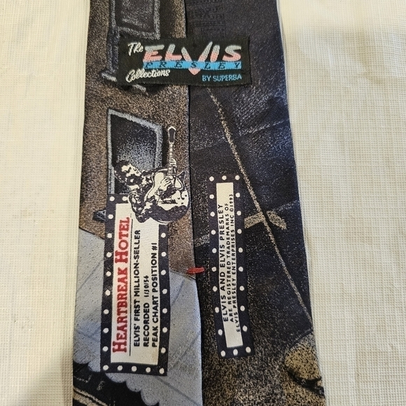 100% Italian silk tie from ELVIS PRESLEY collection Heartbreak Hotel Novelty. - Picture 4 of 7